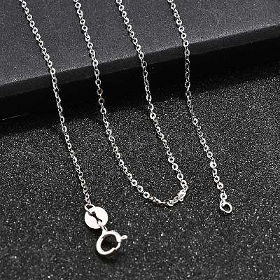 Anti-Tarnish Electroplated Rhodium Plated Sterling Silver Cable Chain Necklaces X-NJEW-N0048-46-18-1