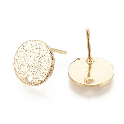 Hammered Brass Stud Earring Findings KK-S345-202G-1
