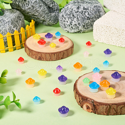30Pcs 2 Styles Luminous Resin Mushroom Ornament RESI-TA0004-02A-1