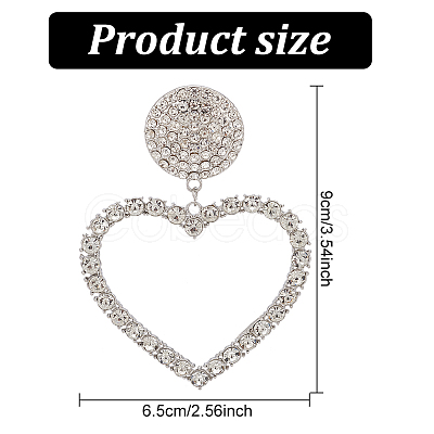 ANATTASOUL 2 Pairs 2 Colors Crystal Rhinestone Hollow Out Heart Dangle Stud Earrings EJEW-AN0001-26-1