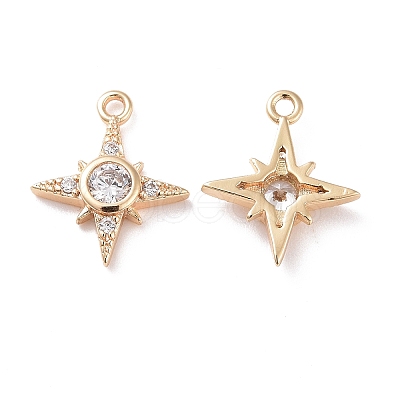 Brass Micro Pave Clear Cubic Zirconia Charms X-KK-G418-08G-1