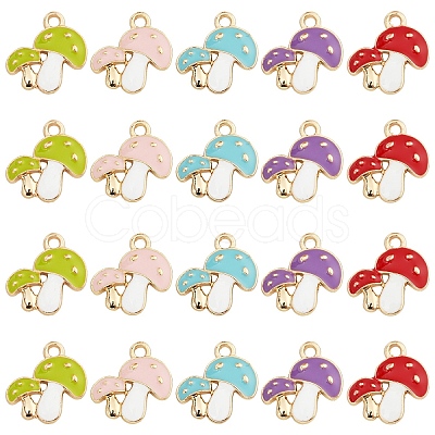 10Pcs 5 Colors Autumn Theme Alloy Enamel Pendants ENAM-YW0003-39-1