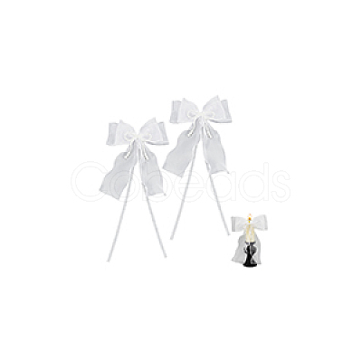Bowknot Polyester Gauze with Plastic Pearl Curtain Holdback AJEW-WH0314-541-1