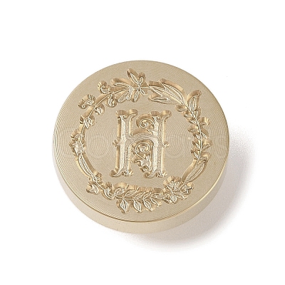 Golden Tone Wax Seal Brass Stamp Head DIY-B079-01G-H-1