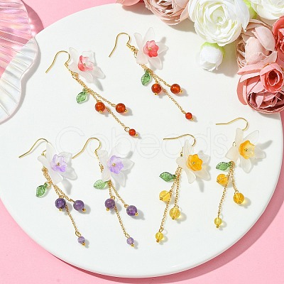 3 Pairs Acrylic & Brass Dangle Earrings for Women EJEW-TA00566-1