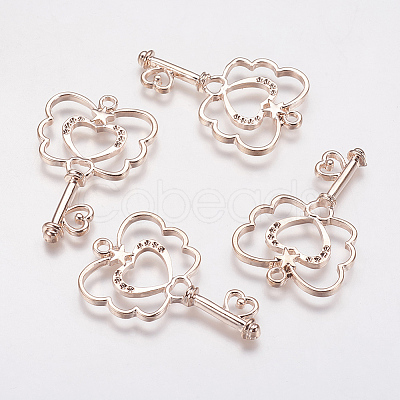 Long-Lasting Plated Alloy Open Back Bezel Pendants PALLOY-P166-21RG-A-1