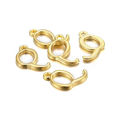 Golden Plated Alloy Letter Pendants X-PALLOY-J718-01G-Q-1