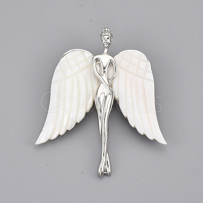 Freshwater Shell Brooches/Pendants SHEL-S275-48C-1