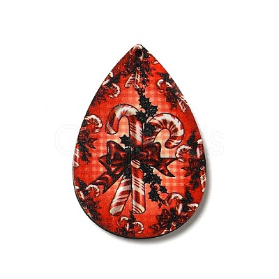 Single Face Printed Wood Big Pendants WOOD-H102-03C-1