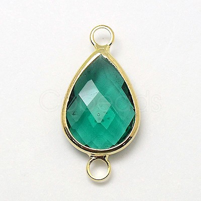 Golden Tone Brass Glass Teardrop Links connectors GLAA-J010A-HF10-G-1