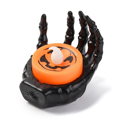 Halloween Resin Skeleton Hand LED Light Figurines Ornament AJEW-Z036-02B-1