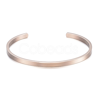 Ion Plating(IP) 304 Stainless Steel Cuff Bangles BJEW-K173-02RG-1