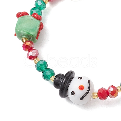 Christmas Electroplate Glass Beaded Stretch Bracelets BJEW-MZ00195-1