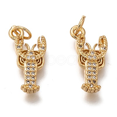 Brass Micro Pave Clear Cubic Zirconia Pendants ZIRC-B002-49-1