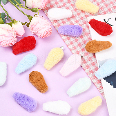 40Pcs 8 Colors Double Face Wool Fibre Cabochons FIND-SC0020-31-1
