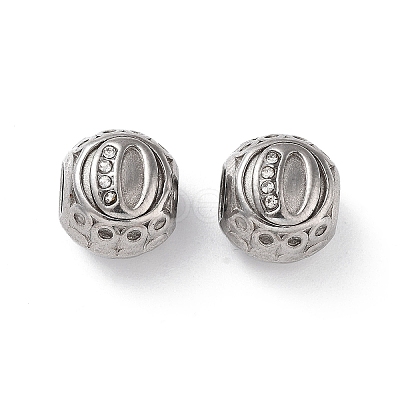 304 Stainless Steel Rhinestone European Beads STAS-A092-10O-P-1