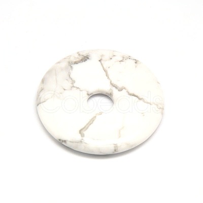 Donut/Pi Disc Natural Gemstone Pendants G-L234-30mm-13-1
