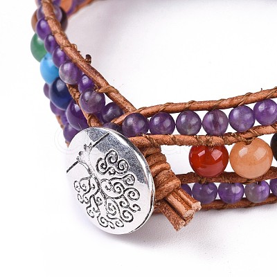 Natural Amethyst Beaded Cord Bracelets BJEW-K214-B02-1