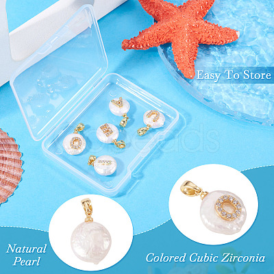 5Pcs 5 Styles Natural Cultured Freshwater Pearl Nuggets with Letter Pendants KK-TA0002-37-1