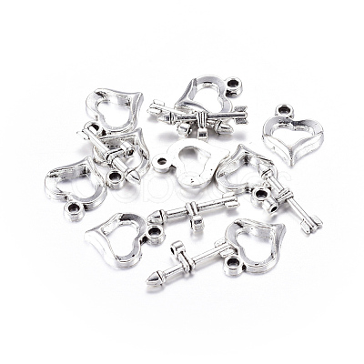Tibetan Style Heart Toggle Clasps LF1109Y-1