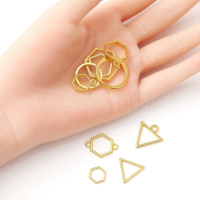 10Pcs Alloy Open Back Bezel Pendants and Links PALLOY-YWC0002-01G-1