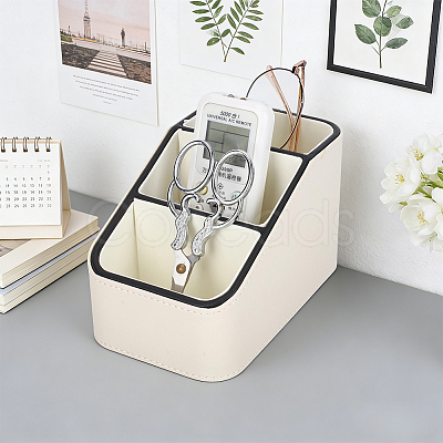 3-Grid Imitation Leather Desktop Storage Boxes CON-WH0095-233A-1