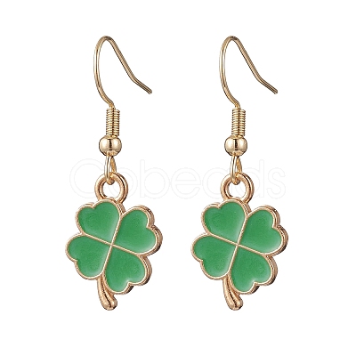 Clover Alloy Enamel Dangle Earrings EJEW-JE06614-1