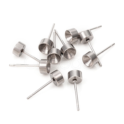 Non-Tarnish 304 Stainless Steel Stud Earring Settings STAS-L244-48C-P-1