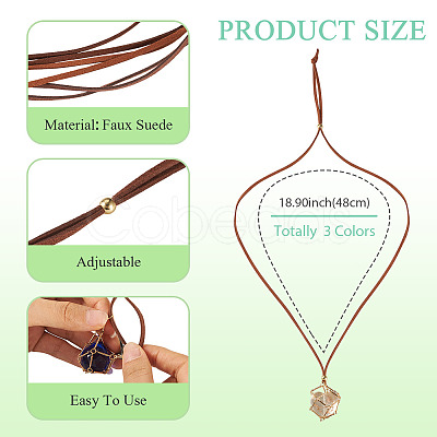 3Pcs Faux Suede Macrame Pouch Pendant Necklaces NJEW-TAC0051-03-1