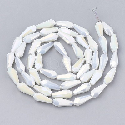 Electroplate Opaque Solid Color Glass Beads Strands X-EGLA-T008-12I-1