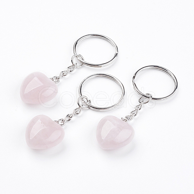 Natural Rose Quartz Keychain KEYC-F019-02J-1