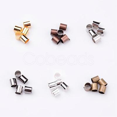 1 Box 6 Colors Antique Bronze & Red Copper & Golden & Silver & Platinum & Black Brass Tube Crimp Beads KK-X0036-NR-B-1