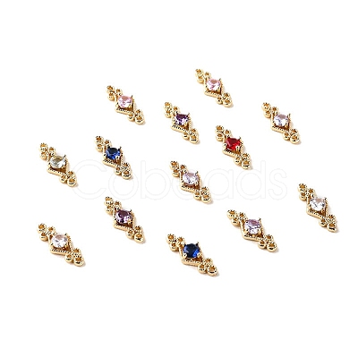 Brass Pave Cubic Zirconia Connector Charms PW-WG57330-M-1