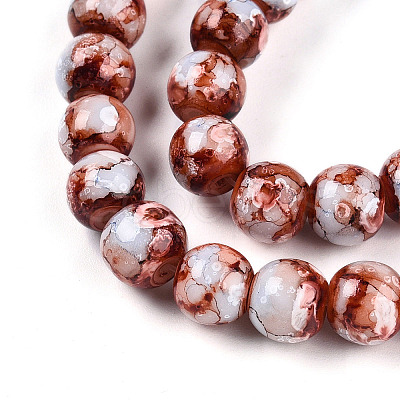 Baking Paint Glass Beads Strands DGLA-N003-8mm-A03-1