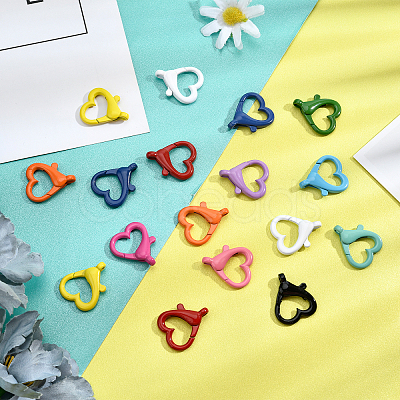 24Pcs 12 Colors Spray Painted Eco-Friendly Alloy Lobster Claw Clasps FIND-PH0003-34-1