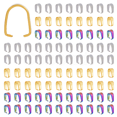 90Pcs 3 Colors 304 Stainless Steel Snap on Bails STAS-DC0012-26-1