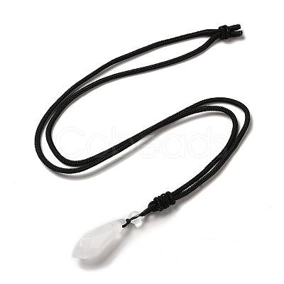 Cone Natural Quartz Crystal Pendant Necklace with Nylon Rope for Women G-H286-08D-1