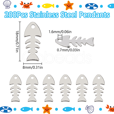 200Pcs 201 Stainless Steel Pendants STAS-SC0009-16-1