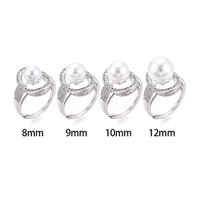Oval Brass Micro Pave Clear Cubic Zirconia Adjustable Ring Settings KK-T076-69P-1
