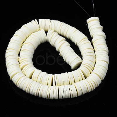 Flat Round Handmade Polymer Clay Beads CLAY-R067-12mm-21-1