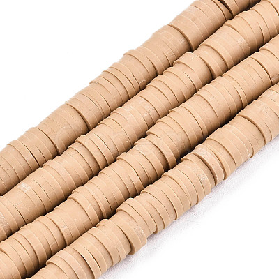 Flat Round Handmade Polymer Clay Beads CLAY-R067-6.0mm-37-1