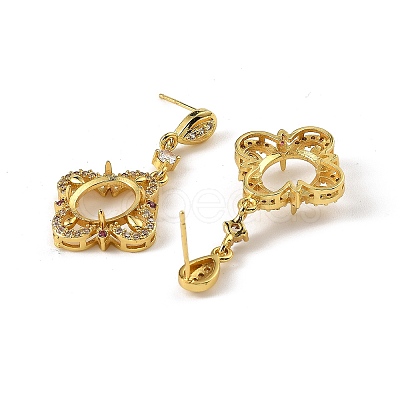 Rack Plating Brass with Cubic Zirconia Stud Earrings Finding KK-Z085-13G-1