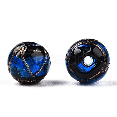 Handmade Gold Sand Lampwork Beads LAMP-T019-14mm-05-1