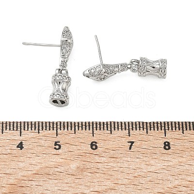 Brass Pave Cubic Zirconia Stud Earring Findings KK-C172-08P-1