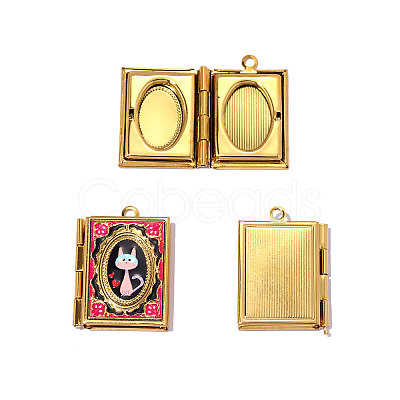 304 Stainless Steel Locket Pendants STAS-OY014-76G-1
