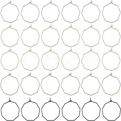 30Pcs 5 Colors Ion Plating(IP) 316 Surgical Stainless Steel Hoop Earrings Findings STAS-UN0030-95-1