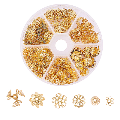 540Pcs 6 Style Iron Bead Caps IFIN-CJ0001-59-1