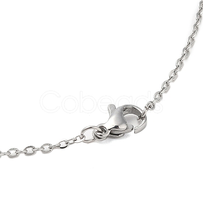 Non-Tarnish 201 Stainless Steel Cable Chain Heart Frame Pendant Necklaces for Women NJEW-U005-03P-1