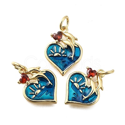 Brass Micro Pave Cubic Zirconia Pendants KK-S523-06G-1