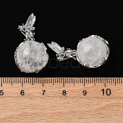 Natural Quartz Crystal Round Pendants G-G207-01P-08-1